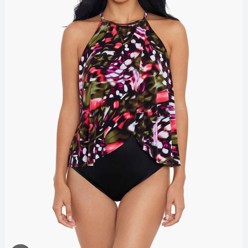 Miraclesuit Aubrey One-Piece Swimsuit Size 12 Tummy Control Butterfly Print NWT